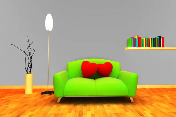 A contemporary colorful sofa in an interior — Stock Photo, Image