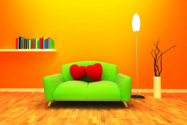 A contemporary colorful sofa in an interior — Stock Photo, Image