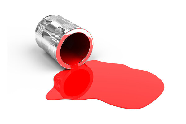 Shot of red paint splash, isolated on white background