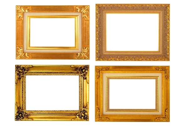 Moldura vintage ouro isolado no fundo branco — Fotografia de Stock