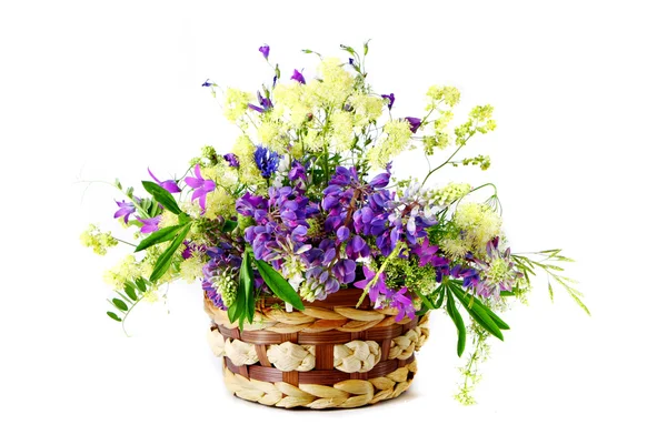孤立在白色背景上的花瓶里的花的花束 — 图库照片