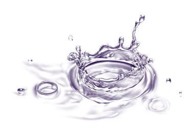 Su sıçraması beyaz üzerine izole edilmiş.