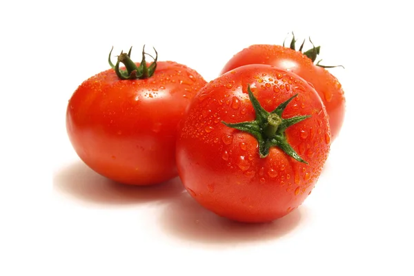 Primer plano de tomates con gotas de agua —  Fotos de Stock