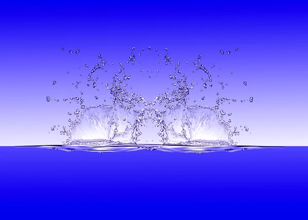 Salpicadura de agua aislada en azul — Foto de Stock
