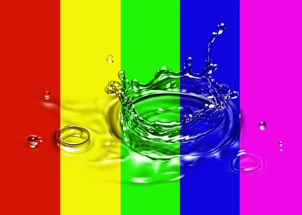 Water splash isolated on colorful — Stock Photo, Image