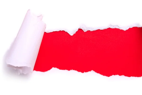 Fondo de papel rojo agrietado aislado en blanco — Foto de Stock