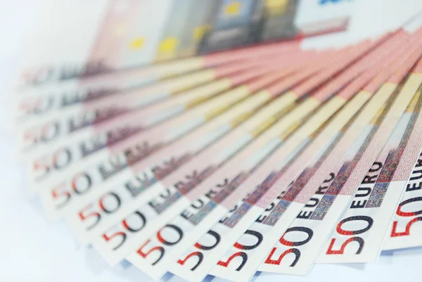 Banknoty w walucie Europejskiej wiersza — Zdjęcie stockowe