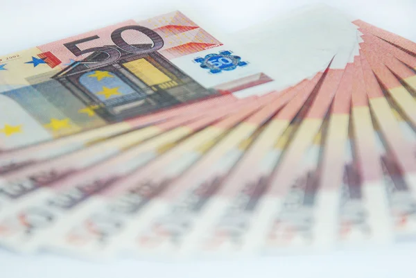 Banknoty w walucie Europejskiej wiersza — Zdjęcie stockowe