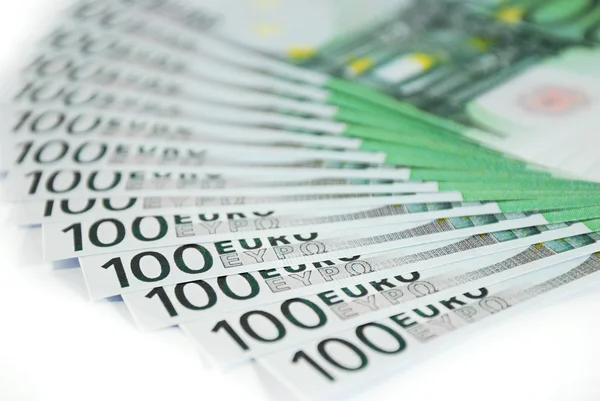 Banknoty w walucie Europejskiej wiersza — Zdjęcie stockowe