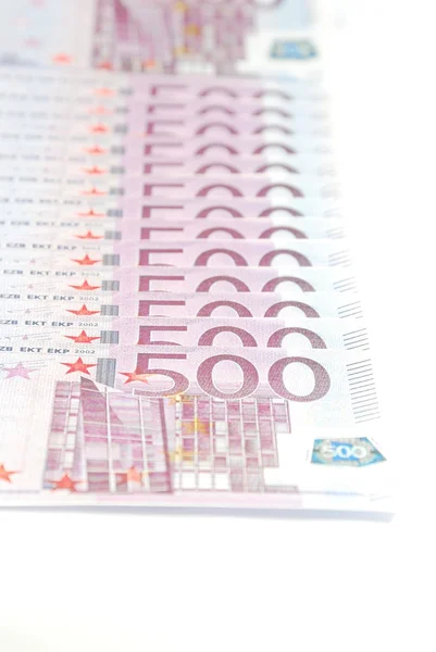 Banknoten in einer Reihe europäische Einheitswährung — Stockfoto