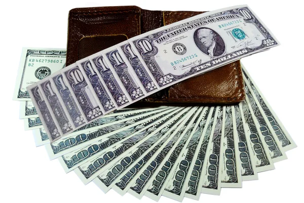 Sedeln i plånbok isolerad på vit — Stockfoto