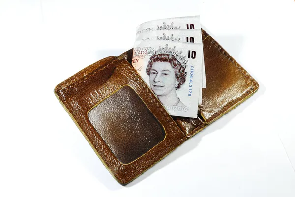 Billete en cartera aislado en blanco — Foto de Stock