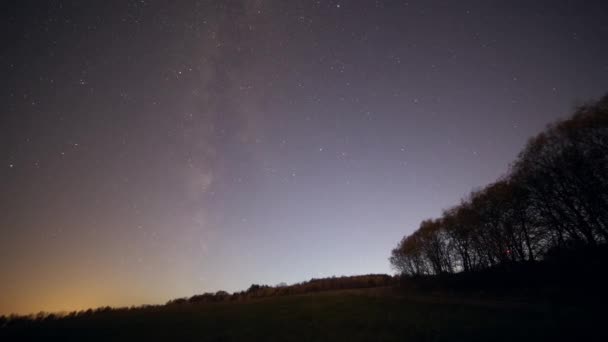 Gwiazdy Poruszające Się Nocnym Niebie Nagranie Upływu Czasu — Wideo stockowe