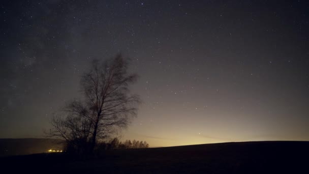 Sterren Bewegen Aan Nachtelijke Hemel Beelden Van Tijdsverlies — Stockvideo