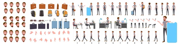 Business Man Character Design Model Sheet Design Mužské Postavy Přední — Stock fotografie