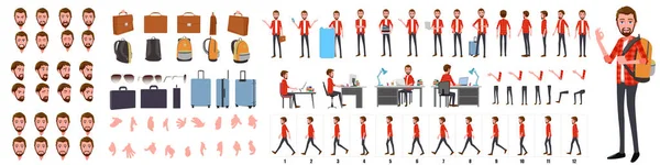 商务人士人物造型设计单张 人物形象设计 后视镜和解说器动画的姿势 侧边走 动漫系列 — 图库照片#