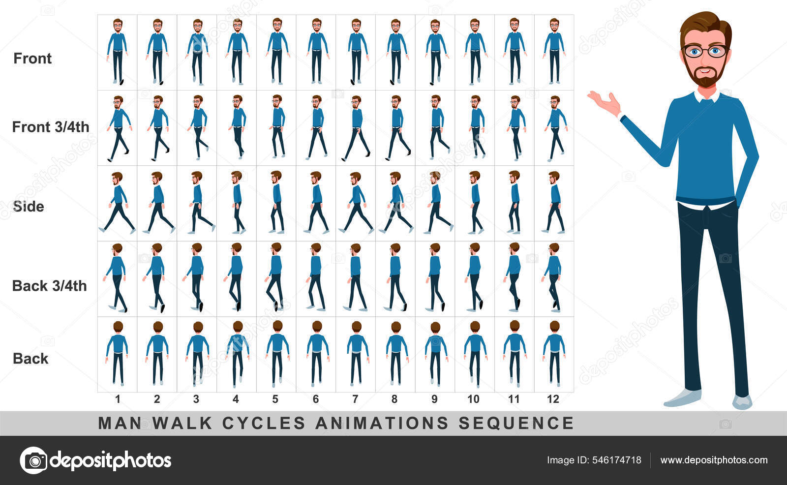 Walking Animation Businessman Character Walk Cycle Animation Sequence Frame  Frame Stock Photo by ©VectorFactory 546174718