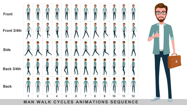 Animación Pie Hombre Negocios Secuencia Animación Ciclo Caminata Carácter Hoja —  Fotos de Stock