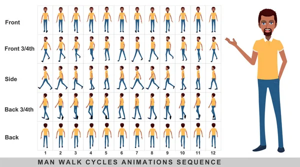 商人的步行动画 角色的步行循环动画序列 帧由帧动画精灵片构成 — 图库照片