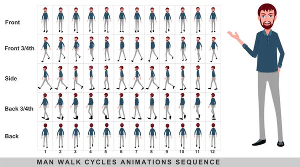 Animasi Berjalan Dari Pengusaha Character Walk Cycle Animation Sequence Frame — Stok Foto