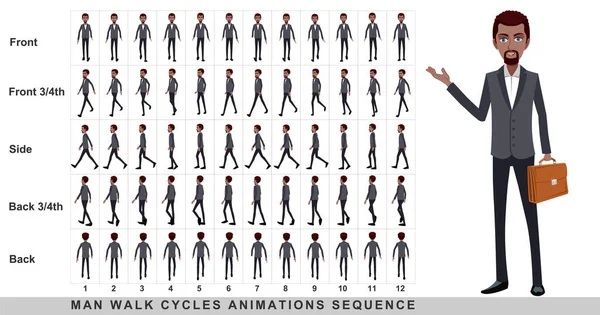 Animação Homem Negócios Sequência Animação Ciclo Caminhada Personagem Quadro Por — Fotografia de Stock
