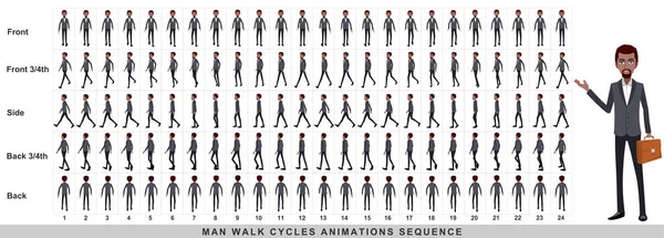 Animação Homem Negócios Sequência Animação Ciclo Caminhada Personagem Quadro Por — Fotografia de Stock