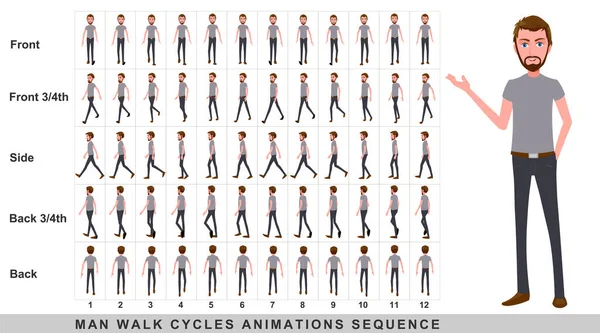 Chůze Animace Podnikatele Character Walk Cycle Animation Sekvence Frame Frame — Stock fotografie