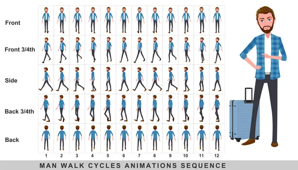 Chůze Animace Podnikatele Character Walk Cycle Animation Sekvence Frame Frame — Stock fotografie