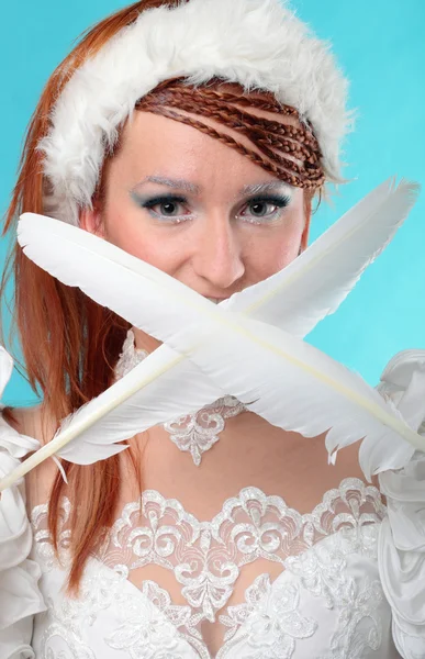 Beautiful ginger in a dress of Snow Queen — Stock Photo, Image