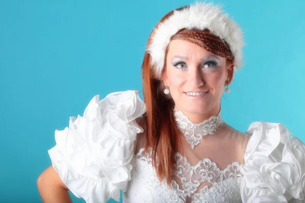 Beautiful ginger in a dress of Snow Queen — Stock Photo, Image