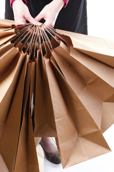 Kahverengi hediye çanta alışveriş — Stok fotoğraf