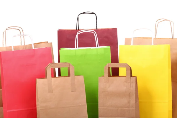 Shopping marrone regalo borse sfondo — Foto Stock