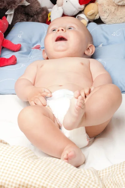 Baby boy in diaper — Stock Photo, Image