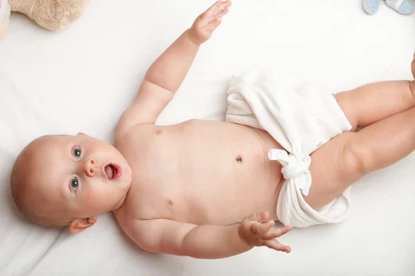 Baby boy in diaper — Stock Photo, Image