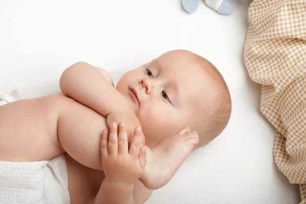 Baby boy in diaper — Stock Photo, Image