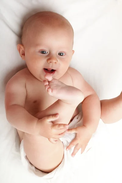 Baby boy in diaper — Stock Photo, Image