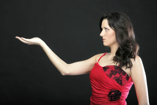 Ritratto donna in corsetto rosso — Foto Stock