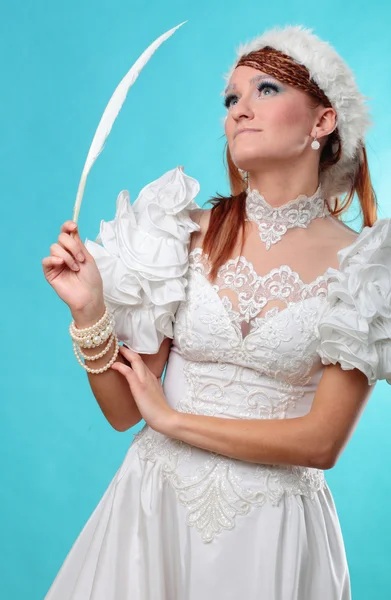 Beautiful ginger in a dress of Snow Queen — Stock Photo, Image