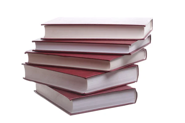 Isolated red pile books — Stock Photo, Image