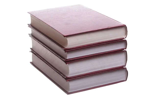 Isolated red pile books — Stock Photo, Image