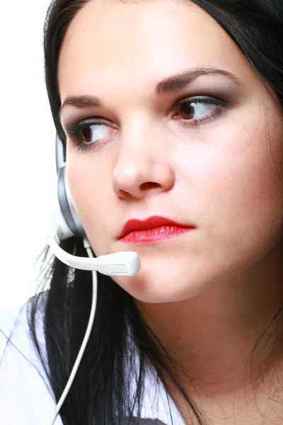 Chica morena joven con auriculares —  Fotos de Stock