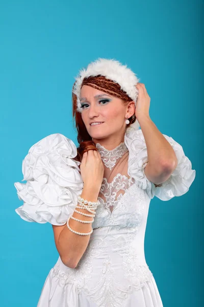 Beautiful ginger in a dress of Snow Queen — Stock Photo, Image