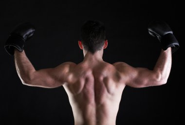 portre sporcu boxer studio koyu arka plan