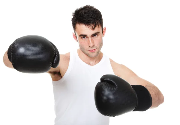 Isolated studio picture from a young boxer — Stock Photo, Image