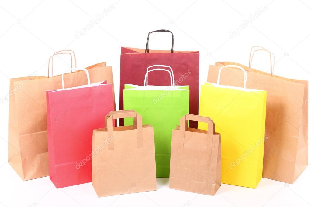 Shopping brown gift bags background