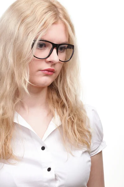 Retrato de hermosa rubia gafas mujer —  Fotos de Stock