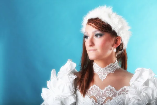 Beautiful ginger in a dress of Snow Queen — Stock Photo, Image