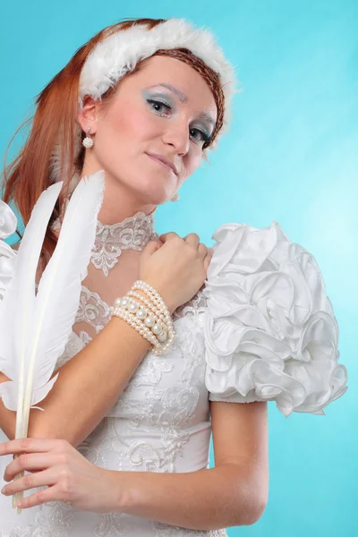 Beautiful ginger in a dress of Snow Queen — Stock Photo, Image