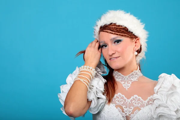 Beautiful ginger in a dress of Snow Queen — Stock Photo, Image