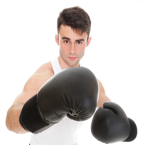 Isolated studio picture from a young boxer — Stock Photo, Image